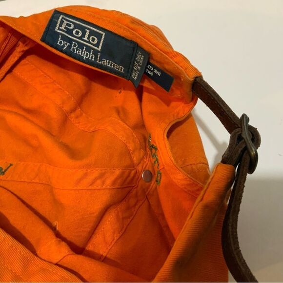 Ralph Lauren Polo orange Blue Pony Adjustable Strap Baseball Hat - Picture 3 of 5
